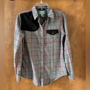 Tasha Polizzi Gray Plaid Button-Down Shirt with Black Yoke